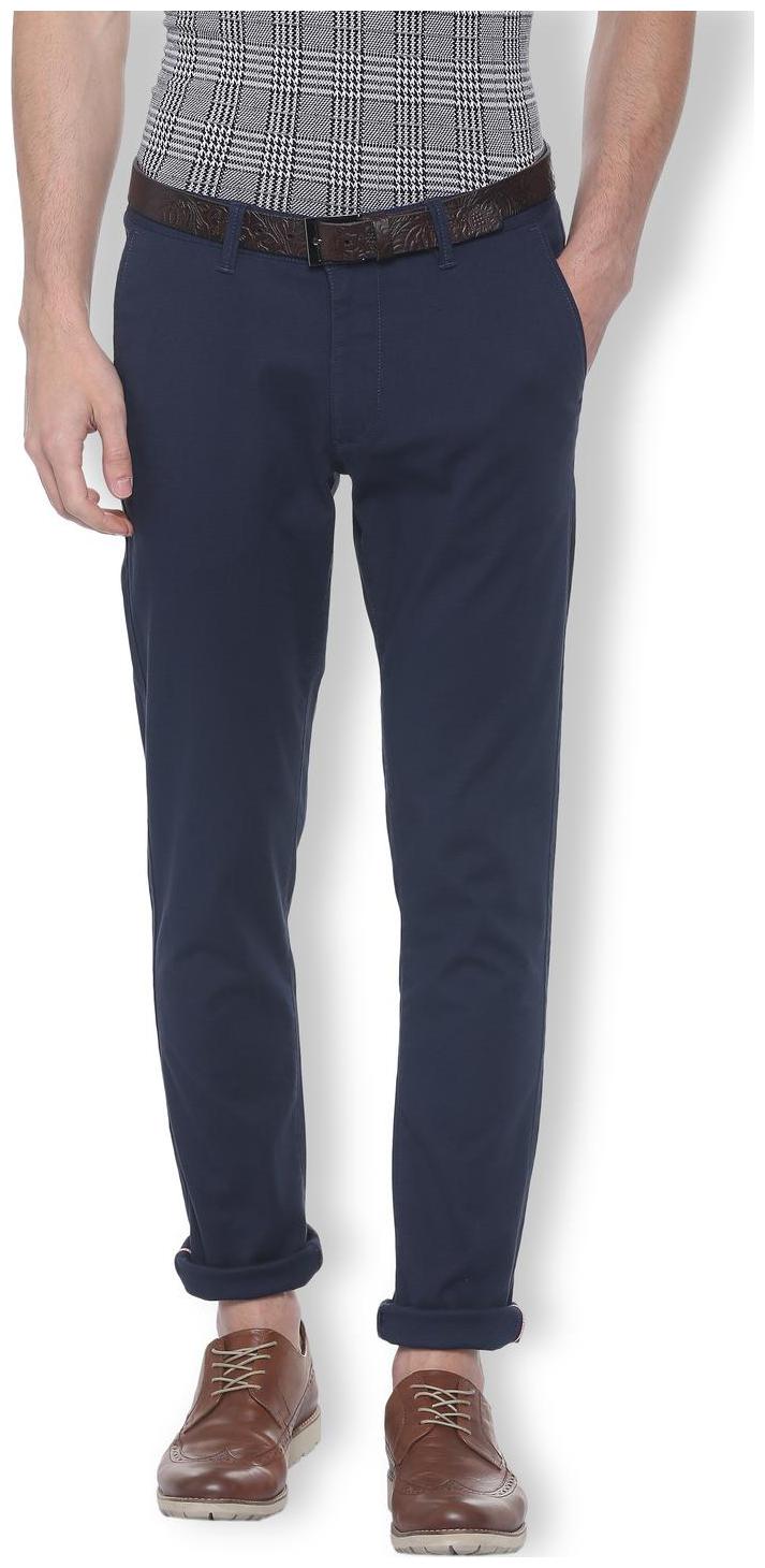 

Van Heusen Men Blue Solid Slim fit Regular trousers