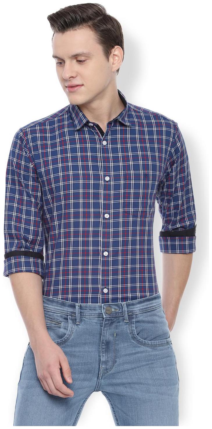 

Van Heusen Men Blue Checked Slim Fit Casual Shirt