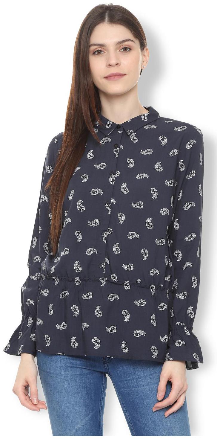 

Van Heusen Women Blue Printed Regular Fit Shirt