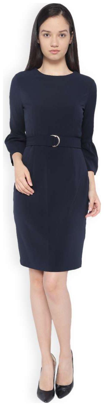 

Van Heusen Blue Solid Bodycon dress