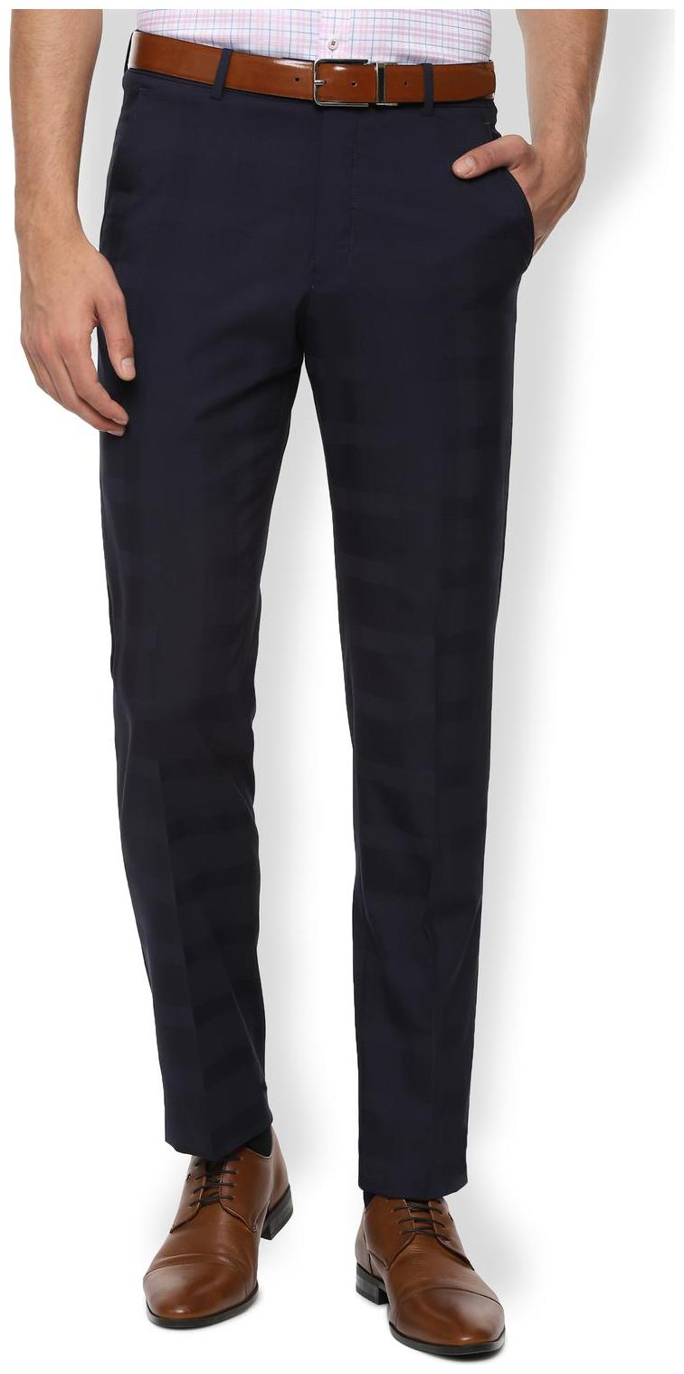

Van Heusen Men Striped Regular Fit Formal Trouser - Navy Blue