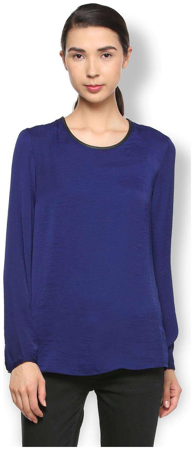 

Van Heusen Women Solid A-line top - Blue