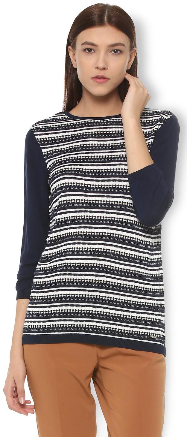 

Van Heusen Women Striped Regular top - Blue