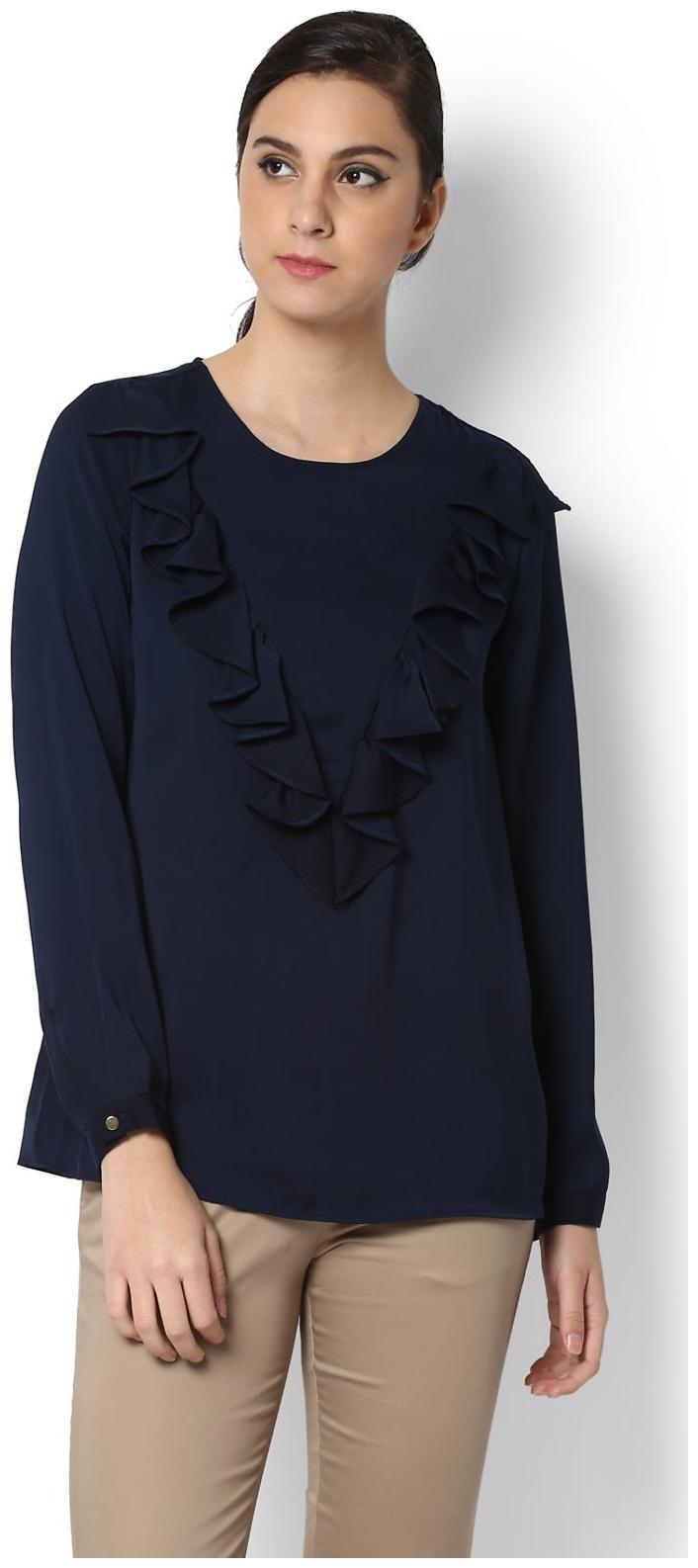 

Van Heusen Women Solid Regular top - Blue