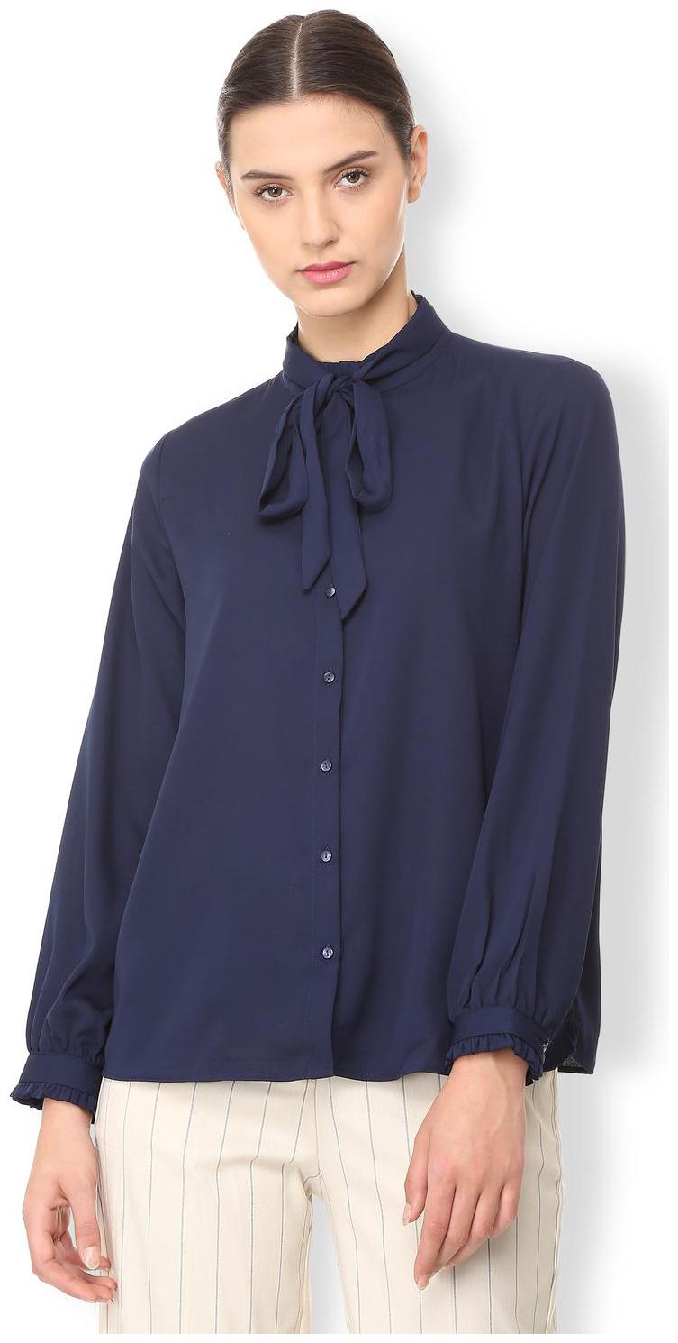 

Van Heusen Women Blue Solid Regular Fit Shirt