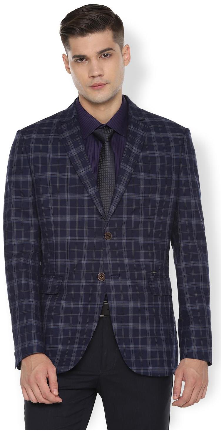 

Van Heusen Men Blue Checked Slim fit Single Breasted Blazer