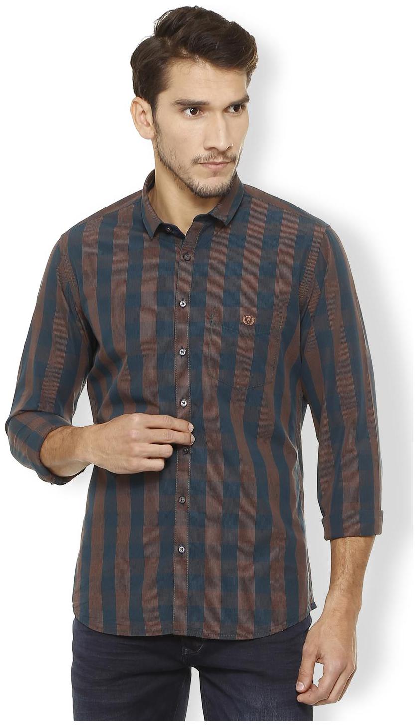 

Van Heusen Men Blue Checked Slim Fit Casual Shirt