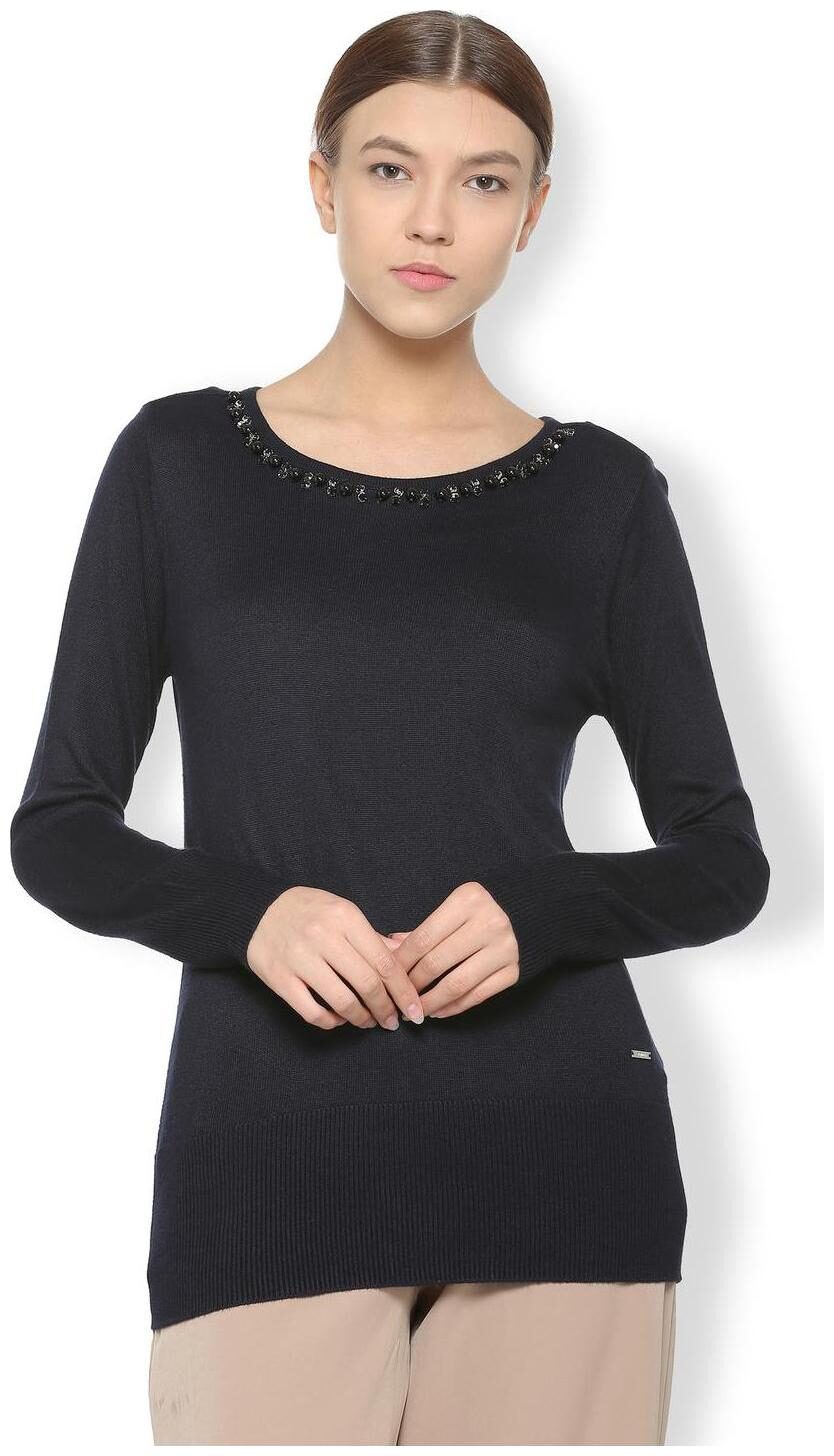 

Van Heusen Women Embellished Regular top - Black