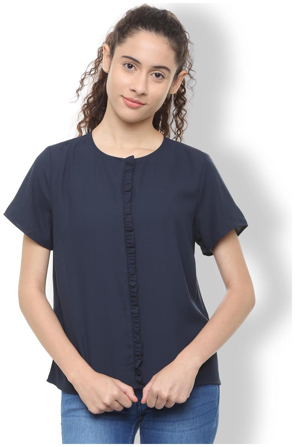 

Van Heusen Women Solid Regular top - Blue