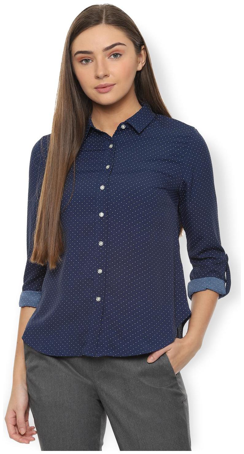 

Van Heusen Women Blue Printed Regular Fit Shirt