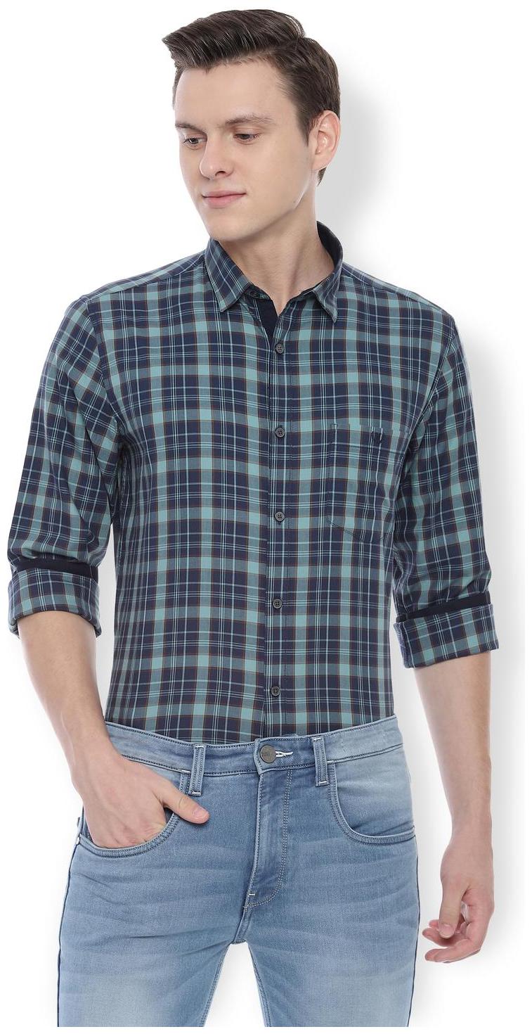 

Van Heusen Men Blue Checked Slim Fit Casual Shirt