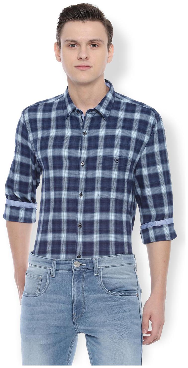 

Van Heusen Men Blue Checked Slim Fit Casual Shirt