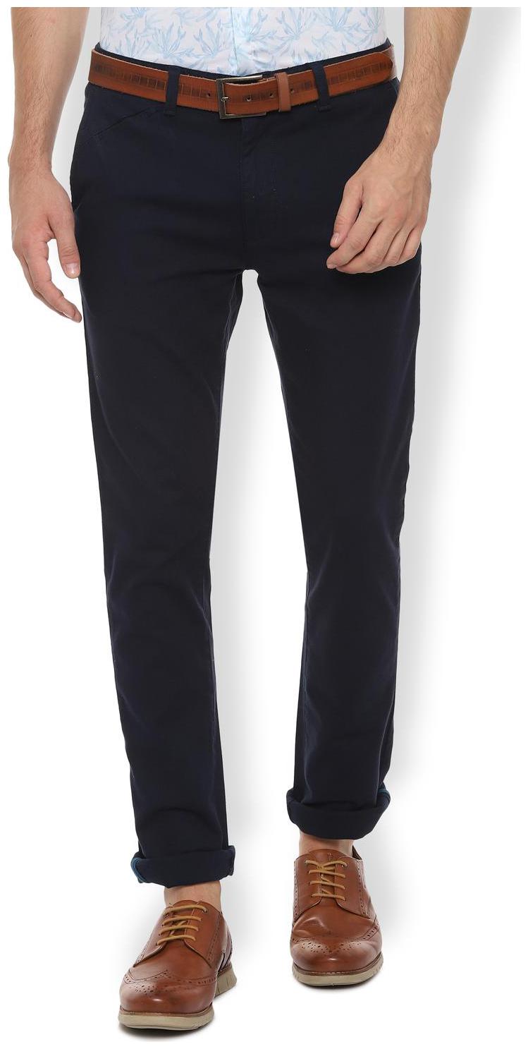 

Van Heusen Men Blue Solid Slim fit Regular trousers