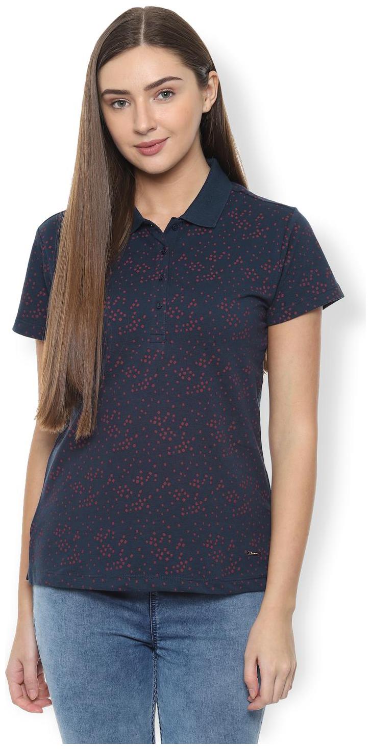 

Van Heusen Women Navy Regular fit Polo neck Polyester T shirt
