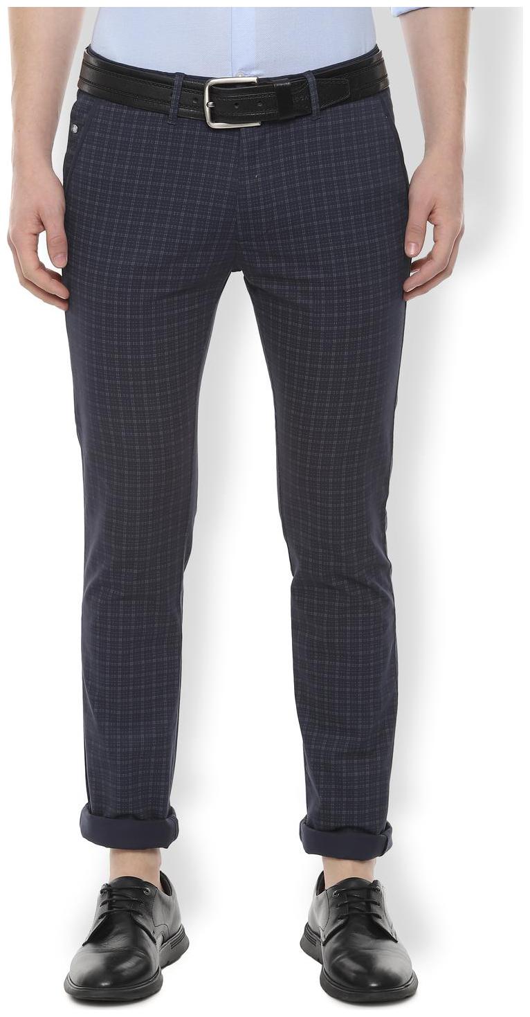 

Van Heusen Men Navy blue Checked Slim fit Regular trousers