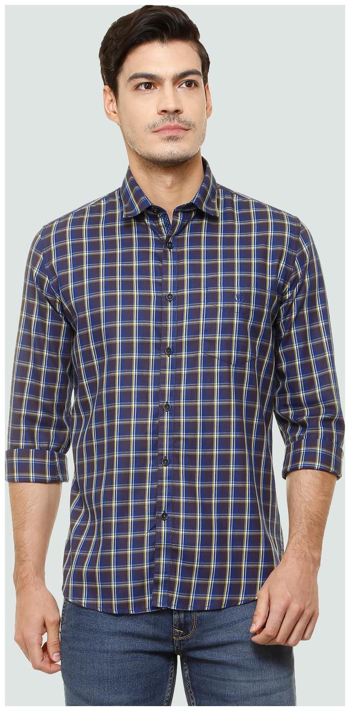 

Van Heusen Men Blue Checked Slim Fit Casual Shirt