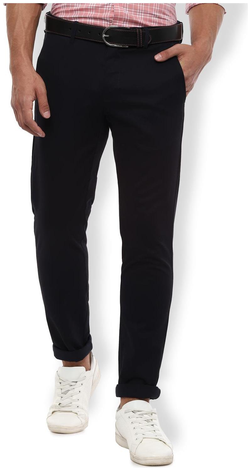 

Van Heusen Men Navy blue Solid Slim fit Regular trousers