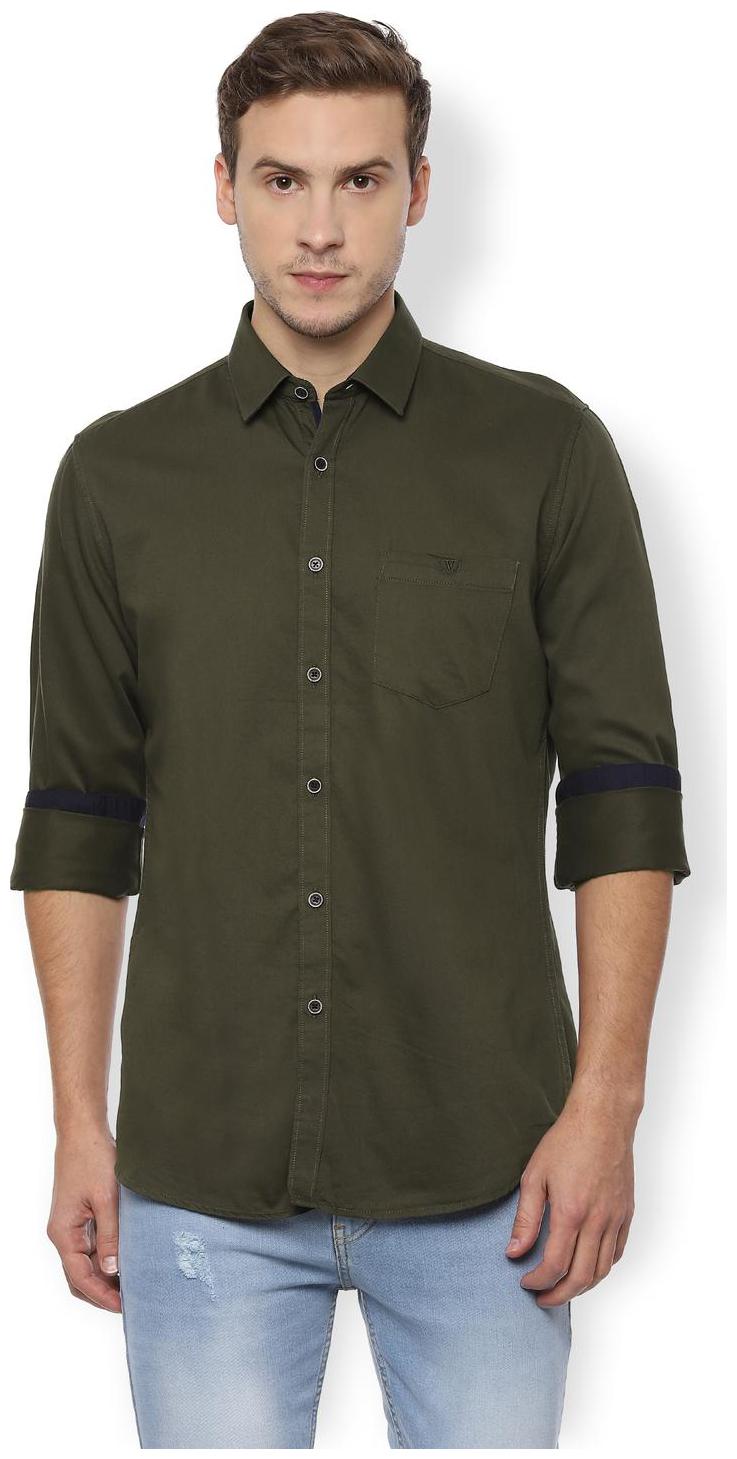 

Van Heusen Men Green Solid Slim Fit Casual Shirt