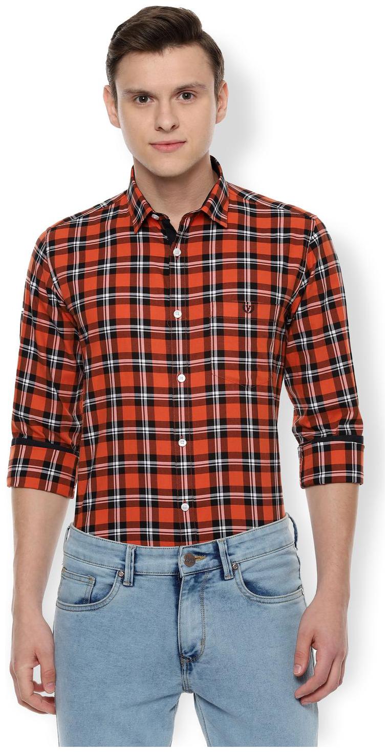 

Van Heusen Men Orange Checked Slim Fit Casual Shirt