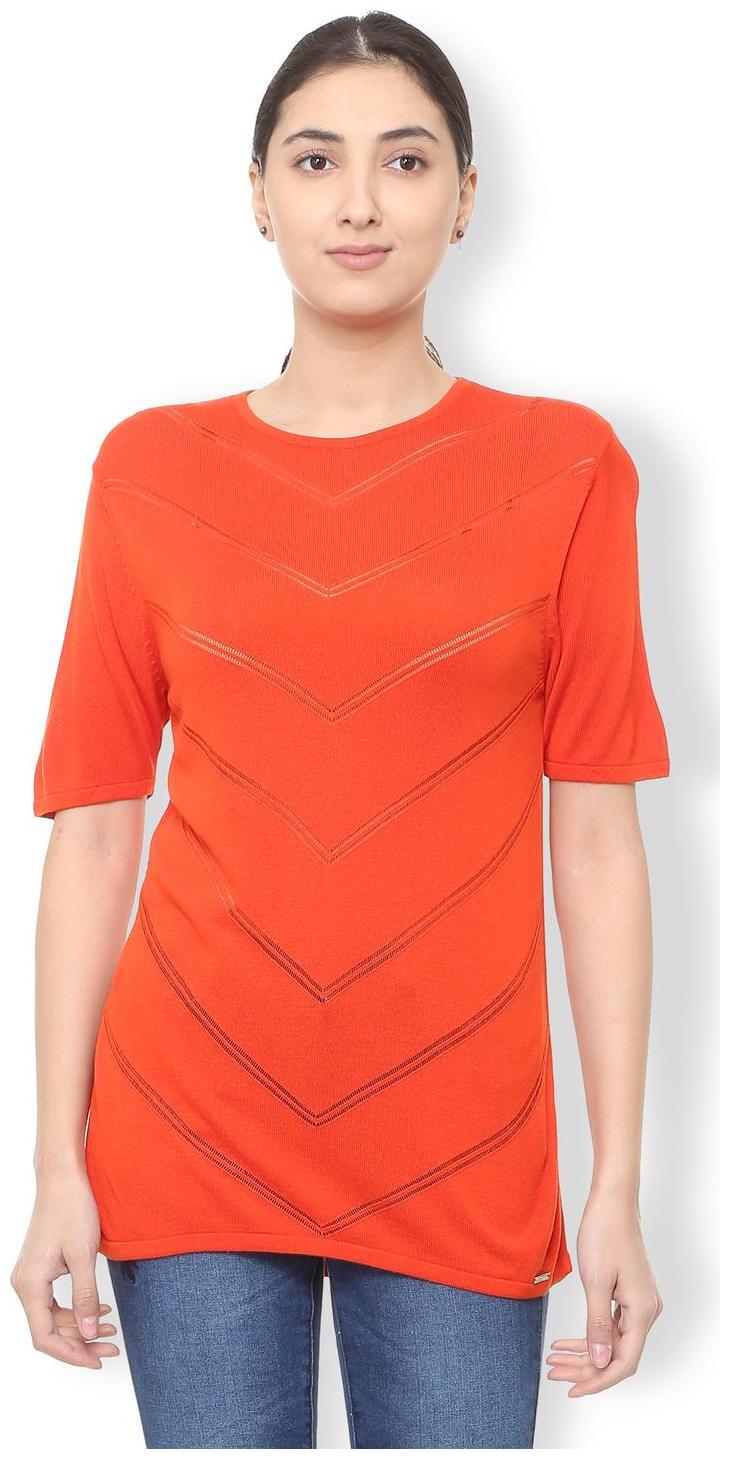 

Van Heusen Women Orange Regular fit Round neck Viscose rayon Tank top