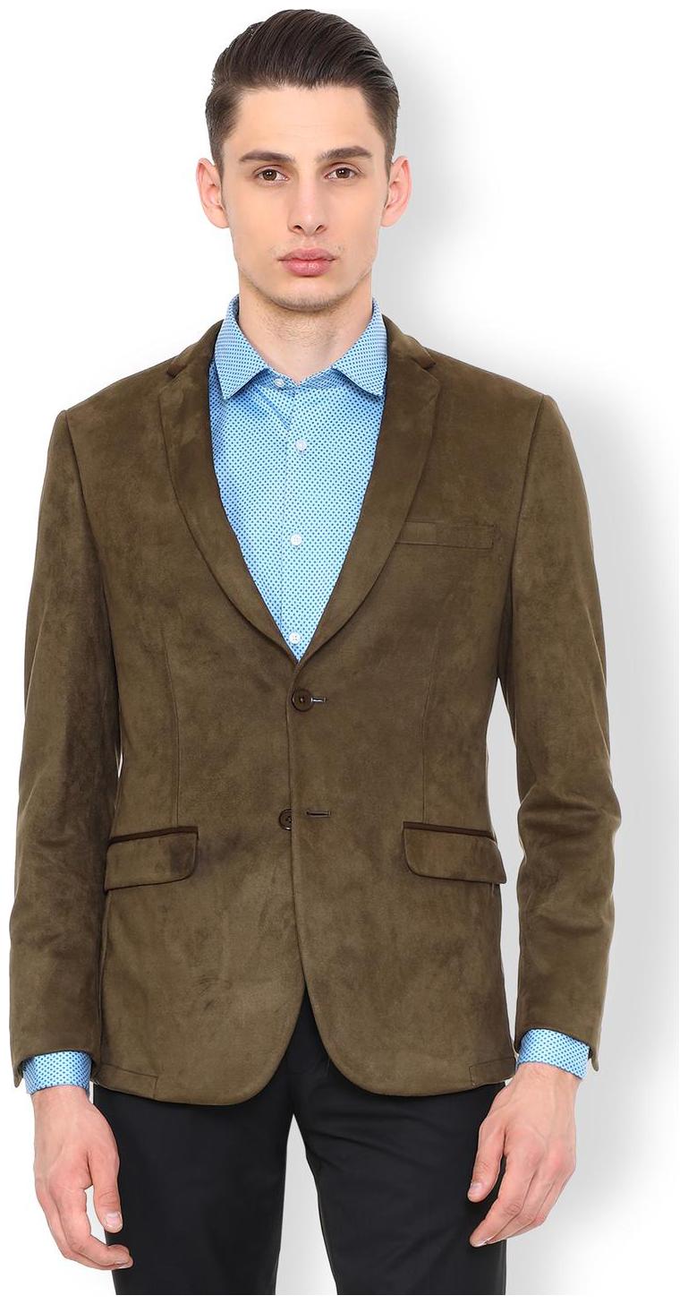 

Van Heusen Men Green Solid Slim fit Single Breasted Blazer