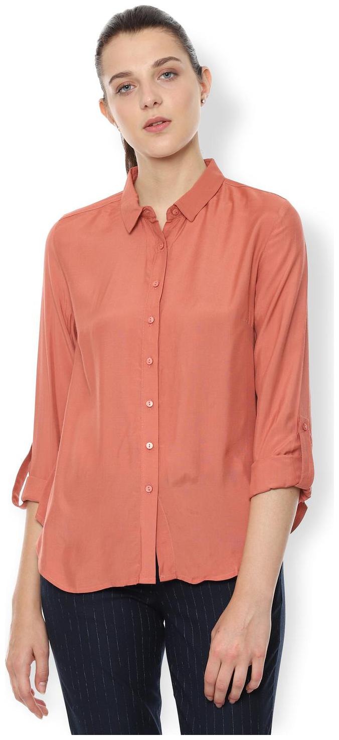 

Van Heusen Women Orange Solid Regular Fit Shirt