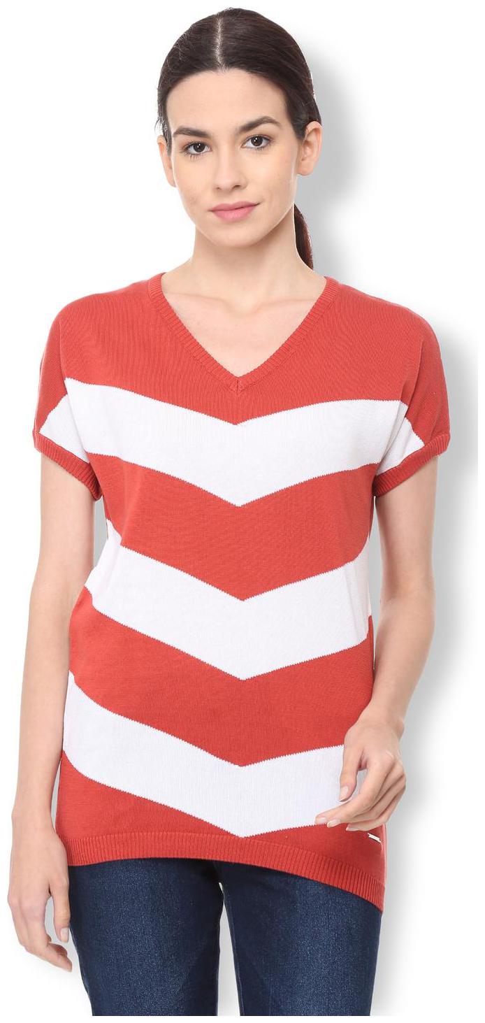 

Van Heusen Women Striped Regular top - Orange