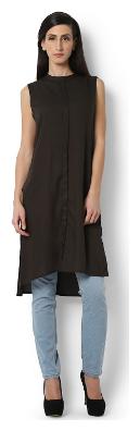 

Van Heusen Women Solid A-line top - Black