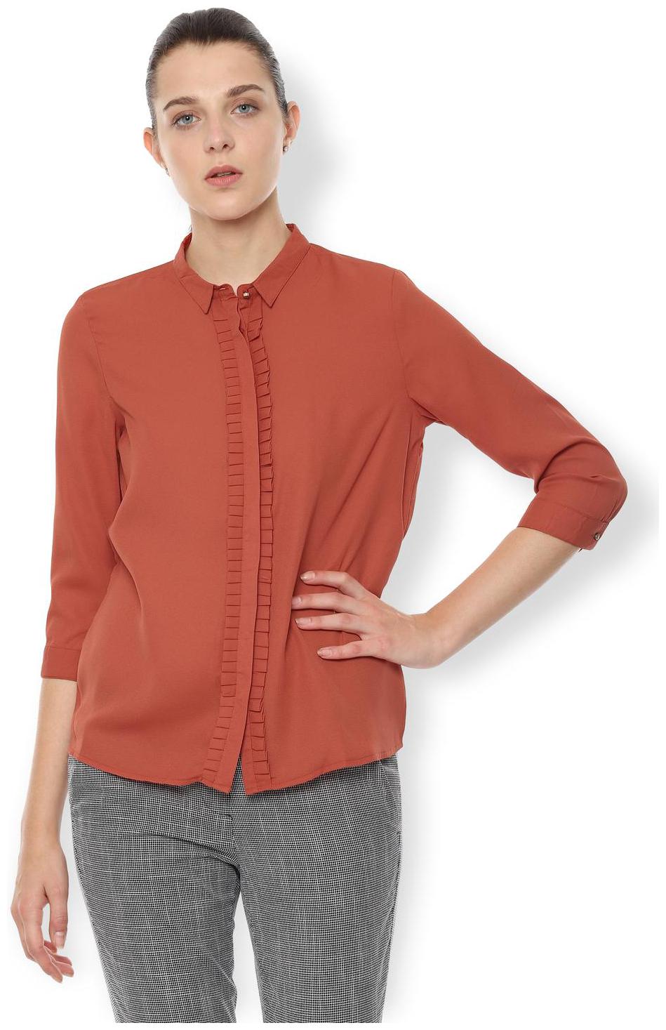 

Van Heusen Women Orange Solid Regular Fit Shirt