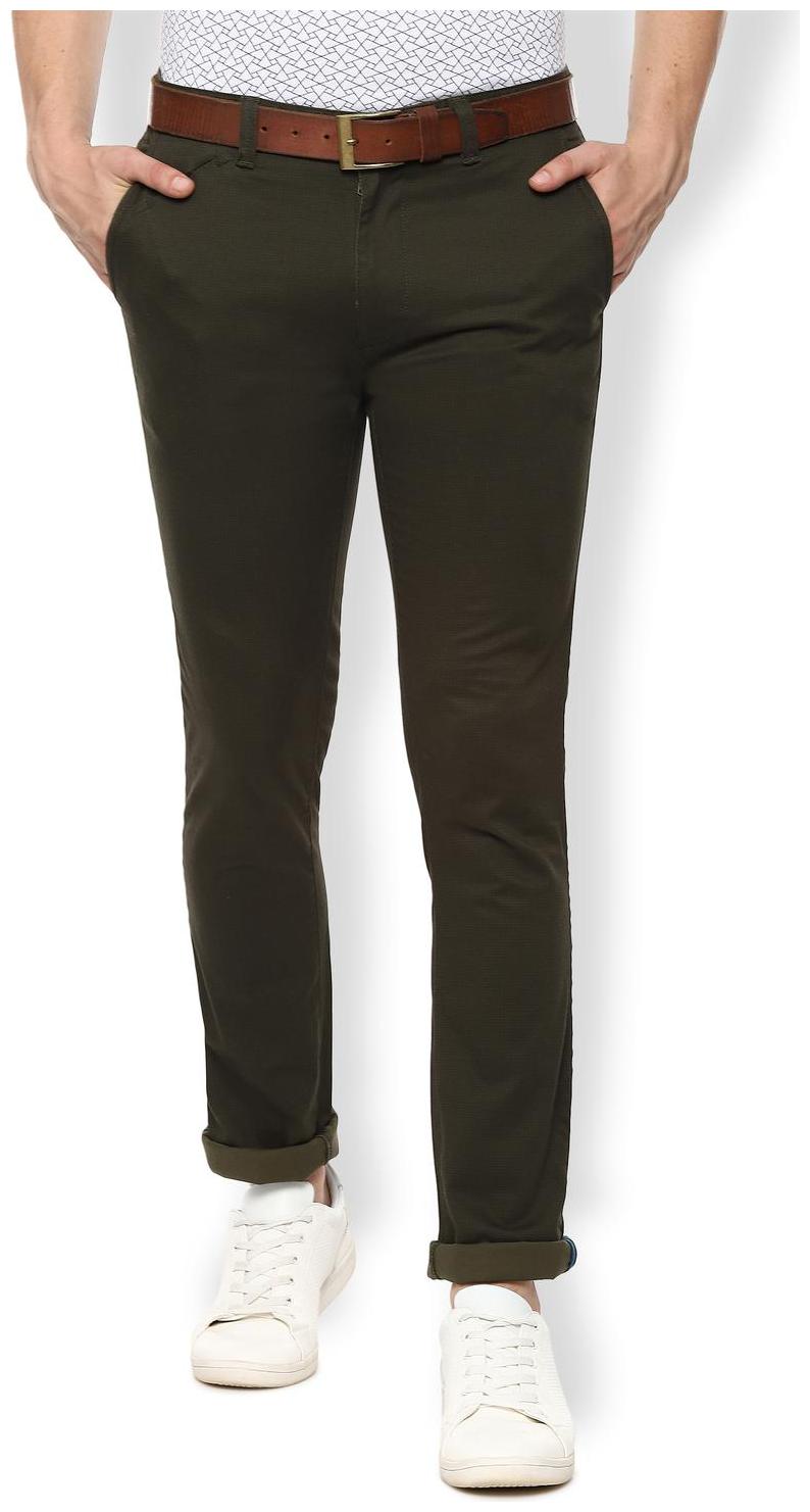 

Van Heusen Men Green Textured Slim fit Regular trousers