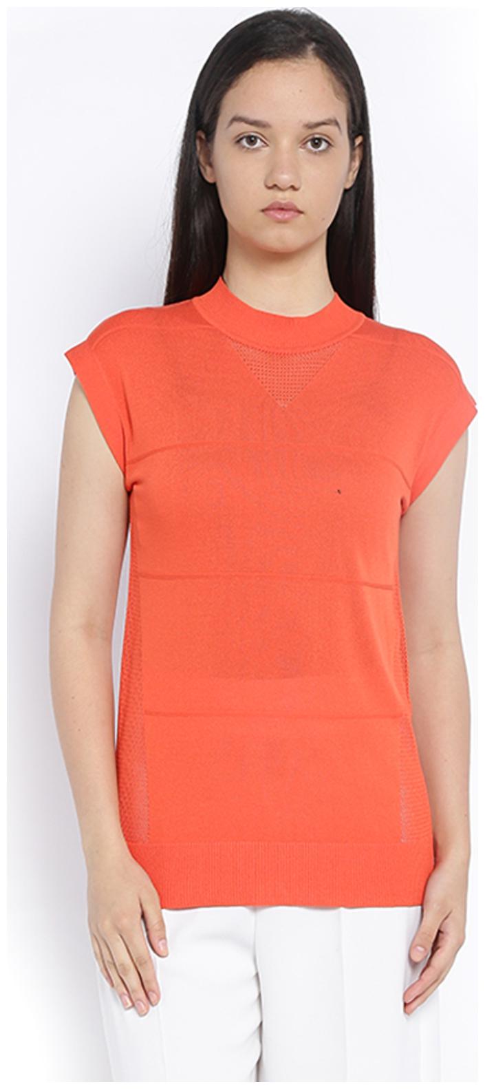 

Van Heusen Women Dyed Regular top - Orange