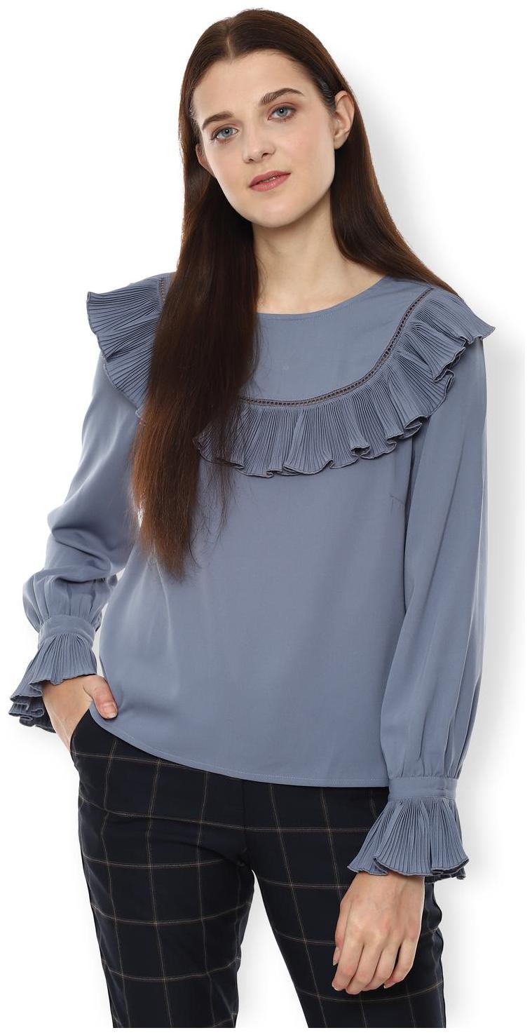 

Van Heusen Women Solid Regular top - Blue