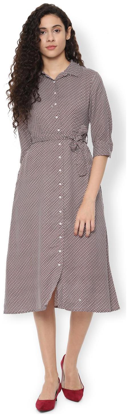 

Van Heusen Brown Printed A-line dress