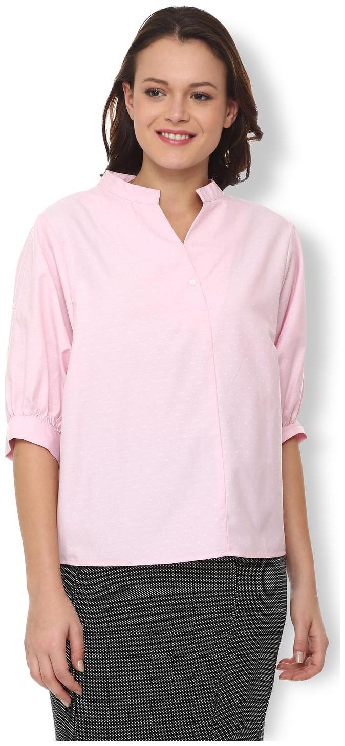 

Van Heusen Women Pink Self Design Regular Fit Shirt