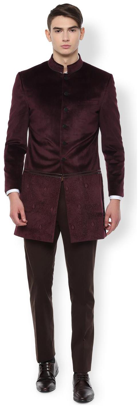 

Van Heusen Polyester Solid Men Maroon Single Breasted Suit