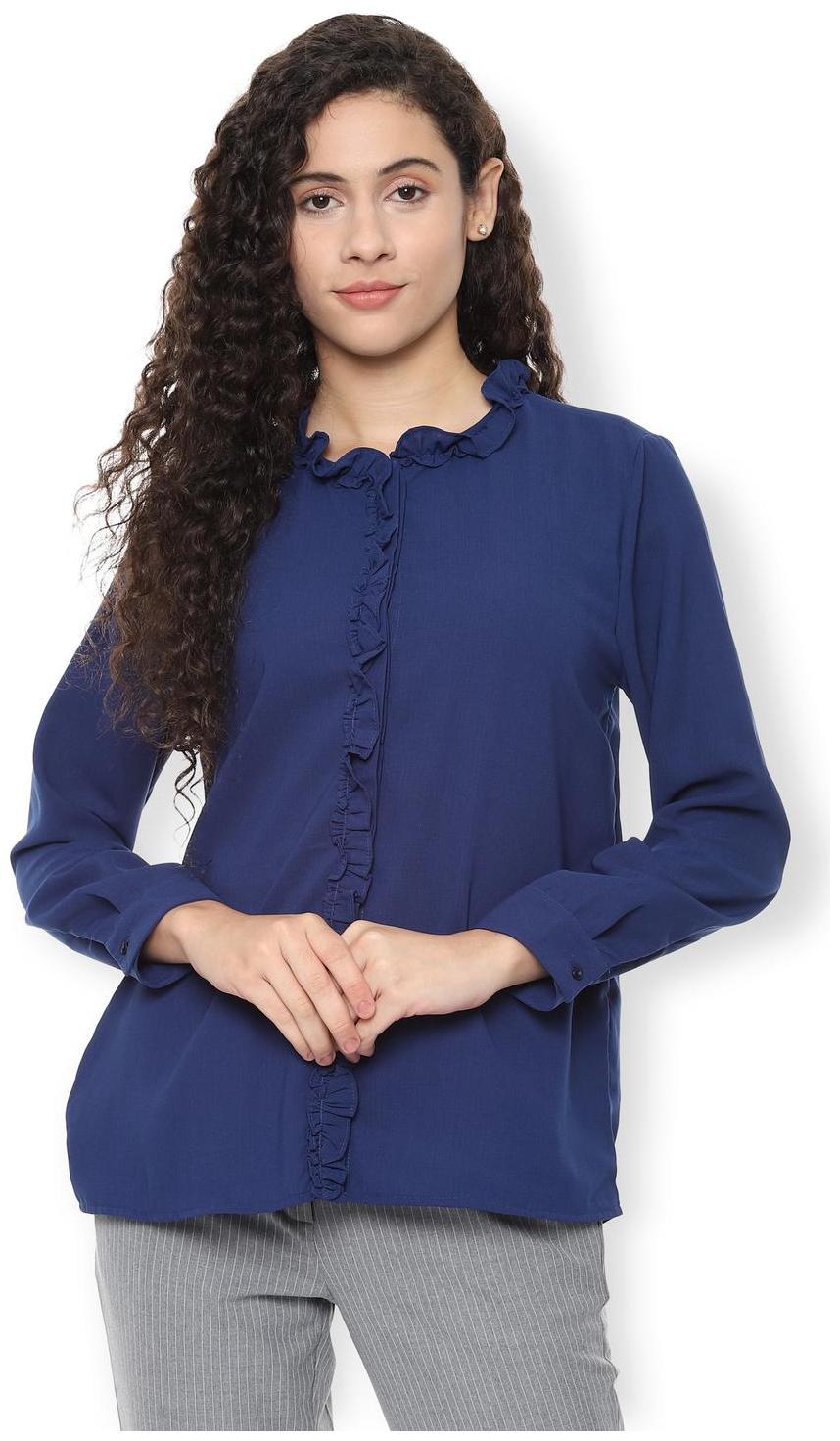 

Van Heusen Women Solid Regular top - Blue