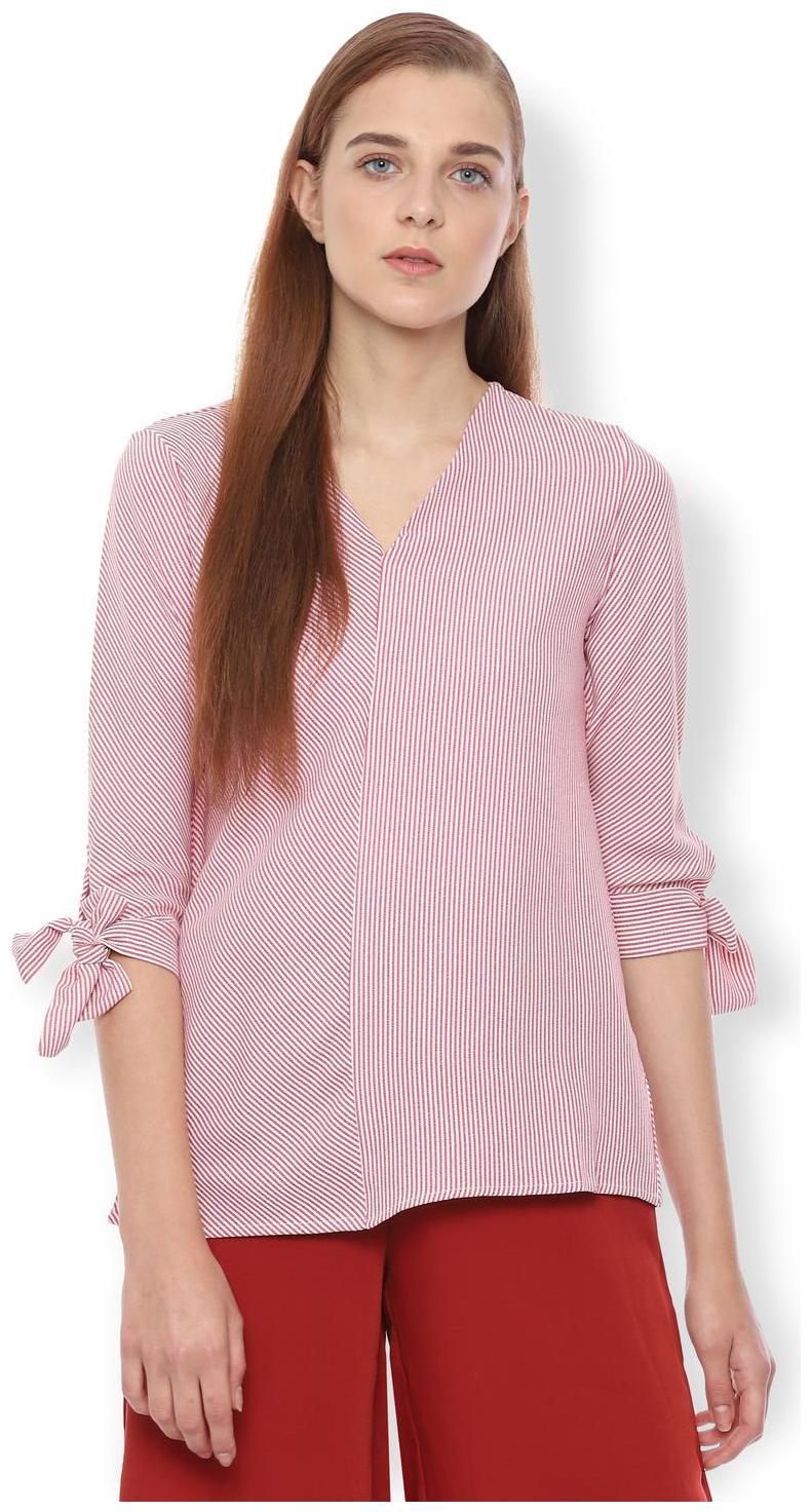 

Van Heusen Women Striped Regular top - Red