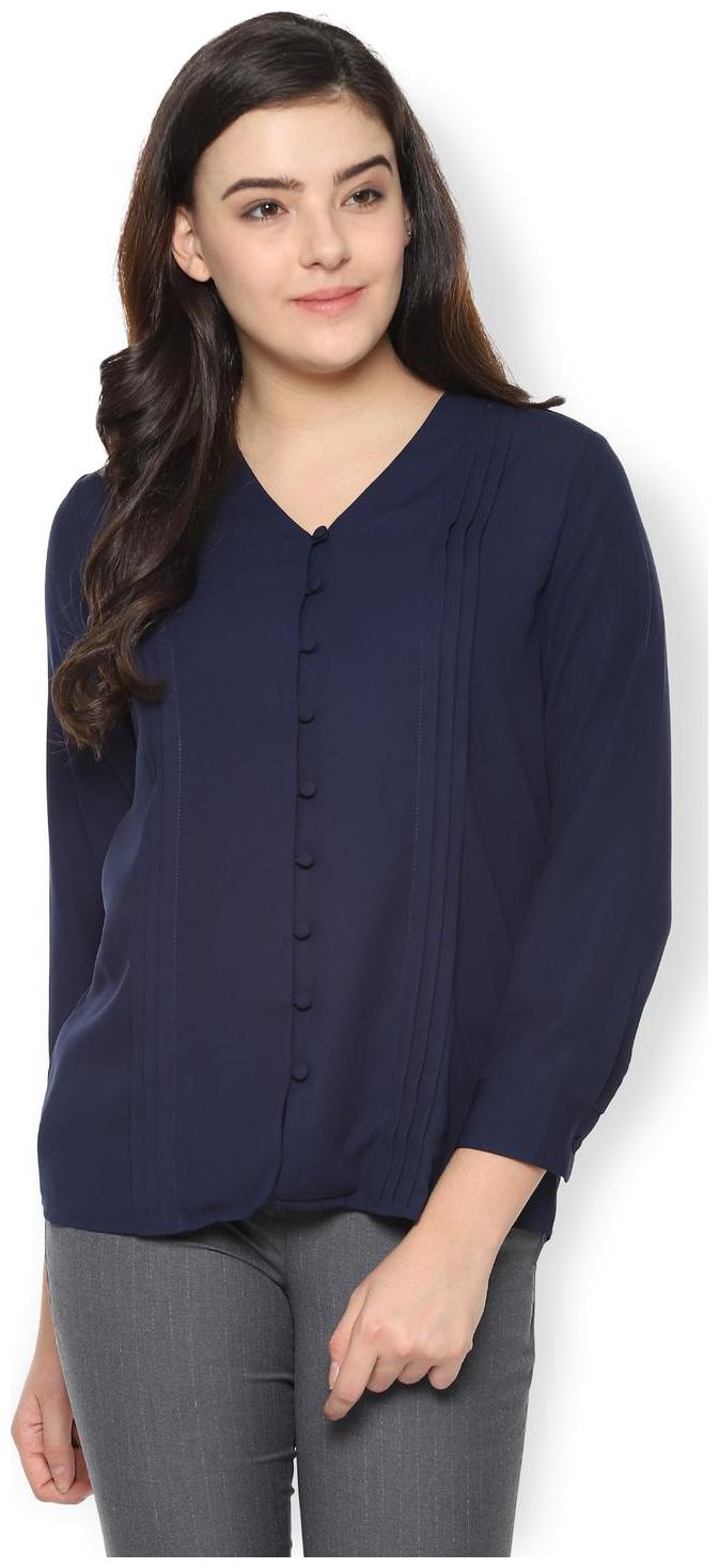 

Van Heusen Women Solid Regular top - Blue