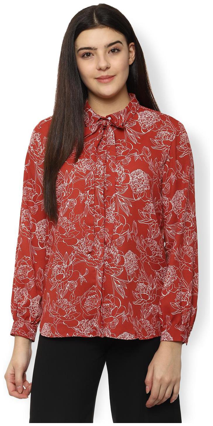 

Van Heusen Women Orange Printed Regular Fit Shirt