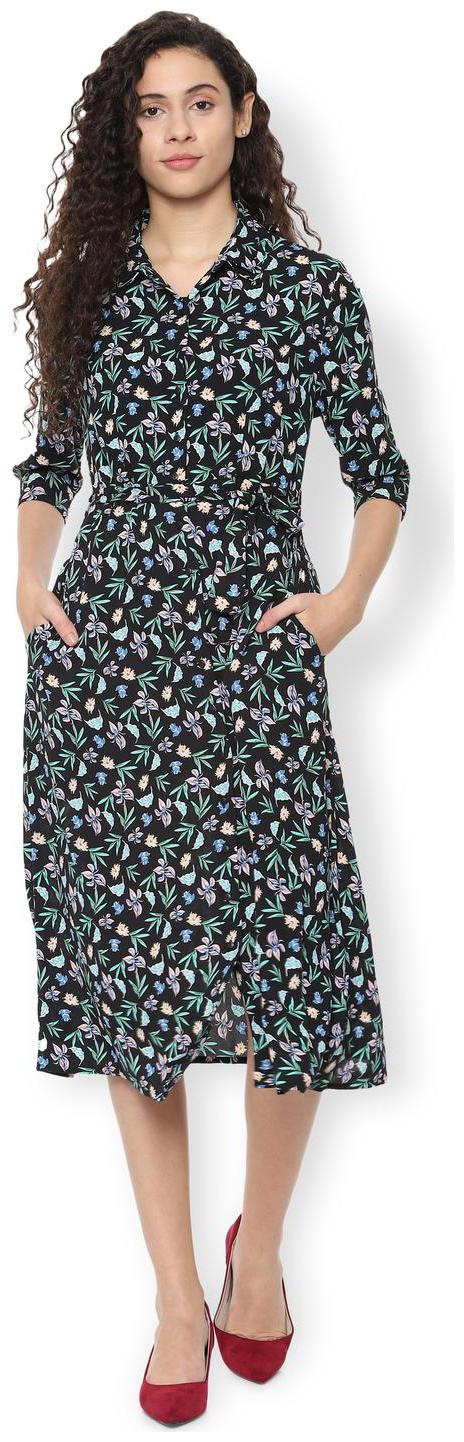

Van Heusen Black Printed A-line dress