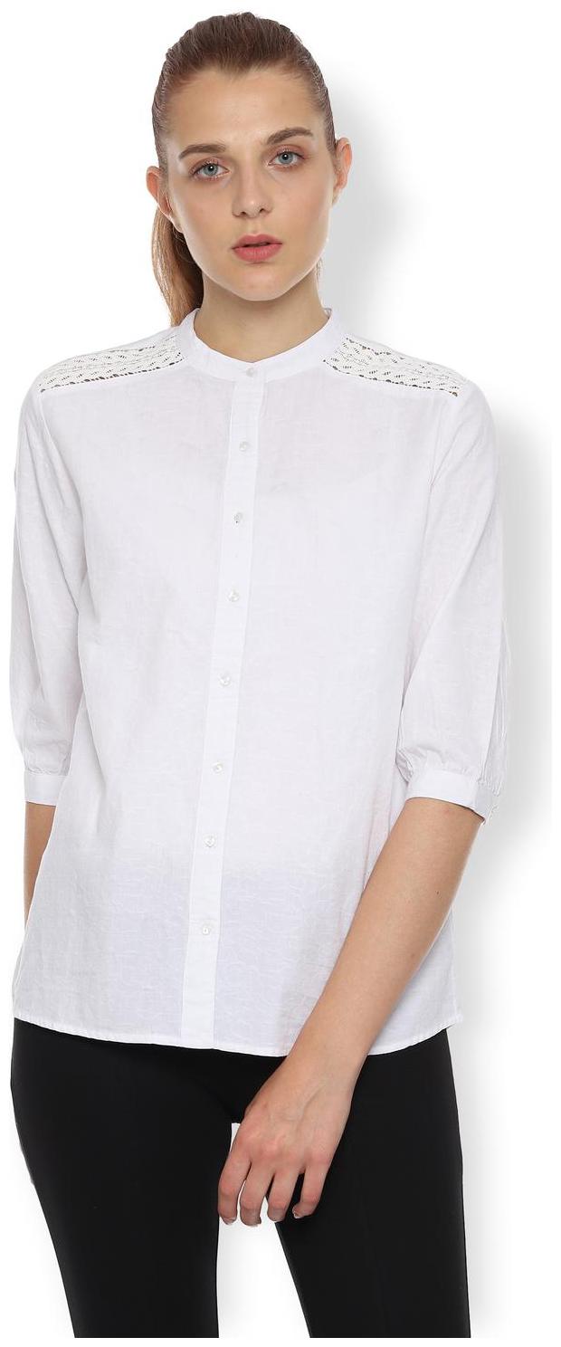

Van Heusen Women White Self Design Regular Fit Shirt