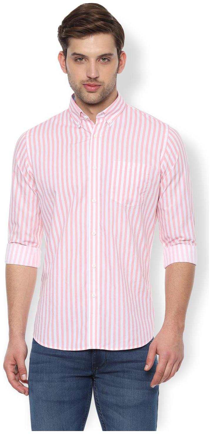 

Van Heusen Men Pink Vertical Stripes Slim Fit Casual Shirt
