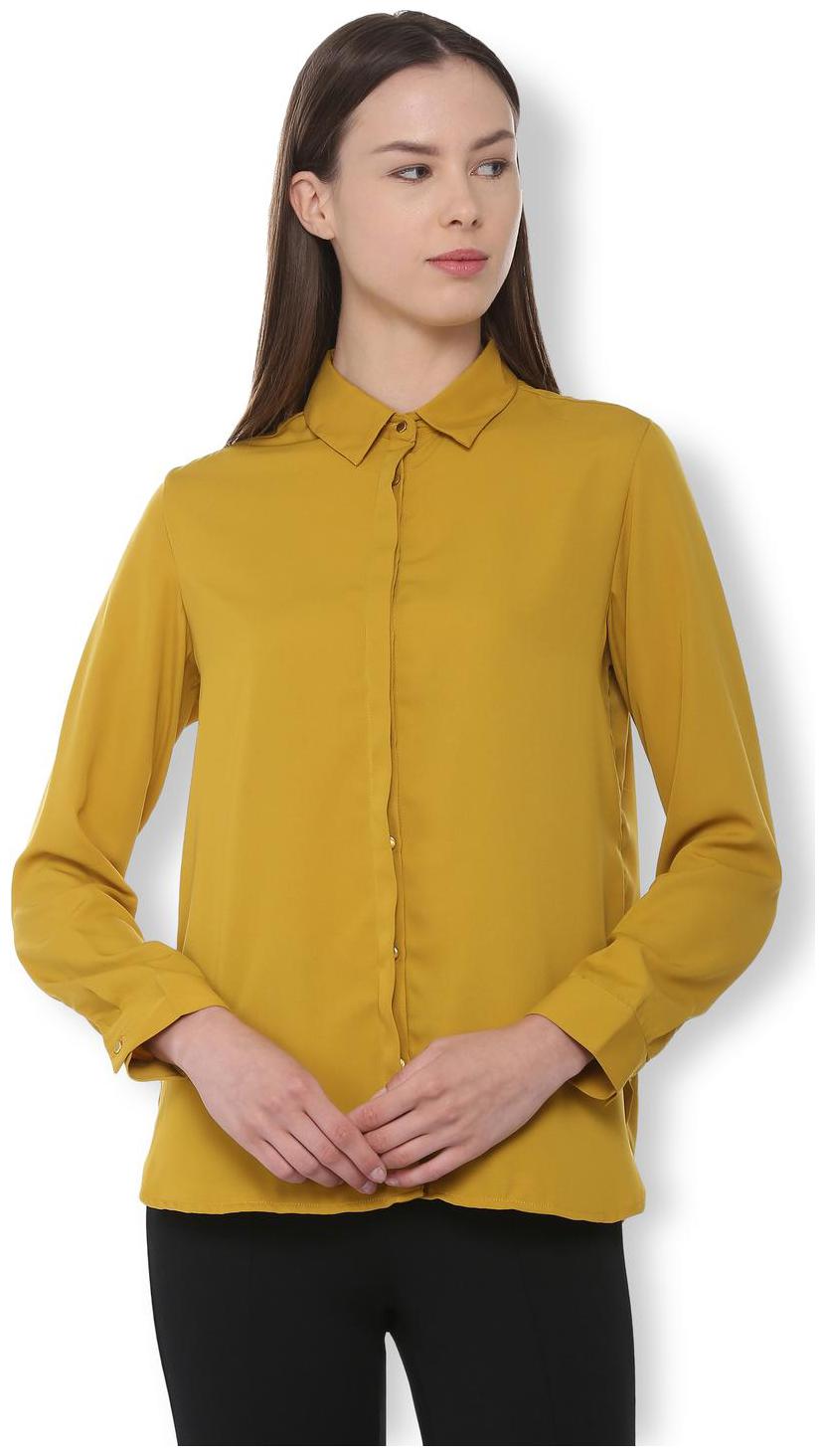 

Van Heusen Women Green Solid Regular Fit Shirt