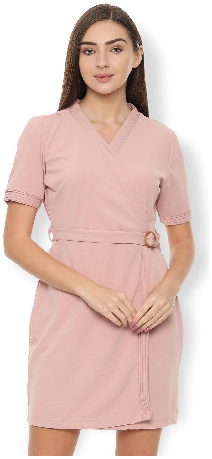 

Van Heusen Pink Solid Wrap dress