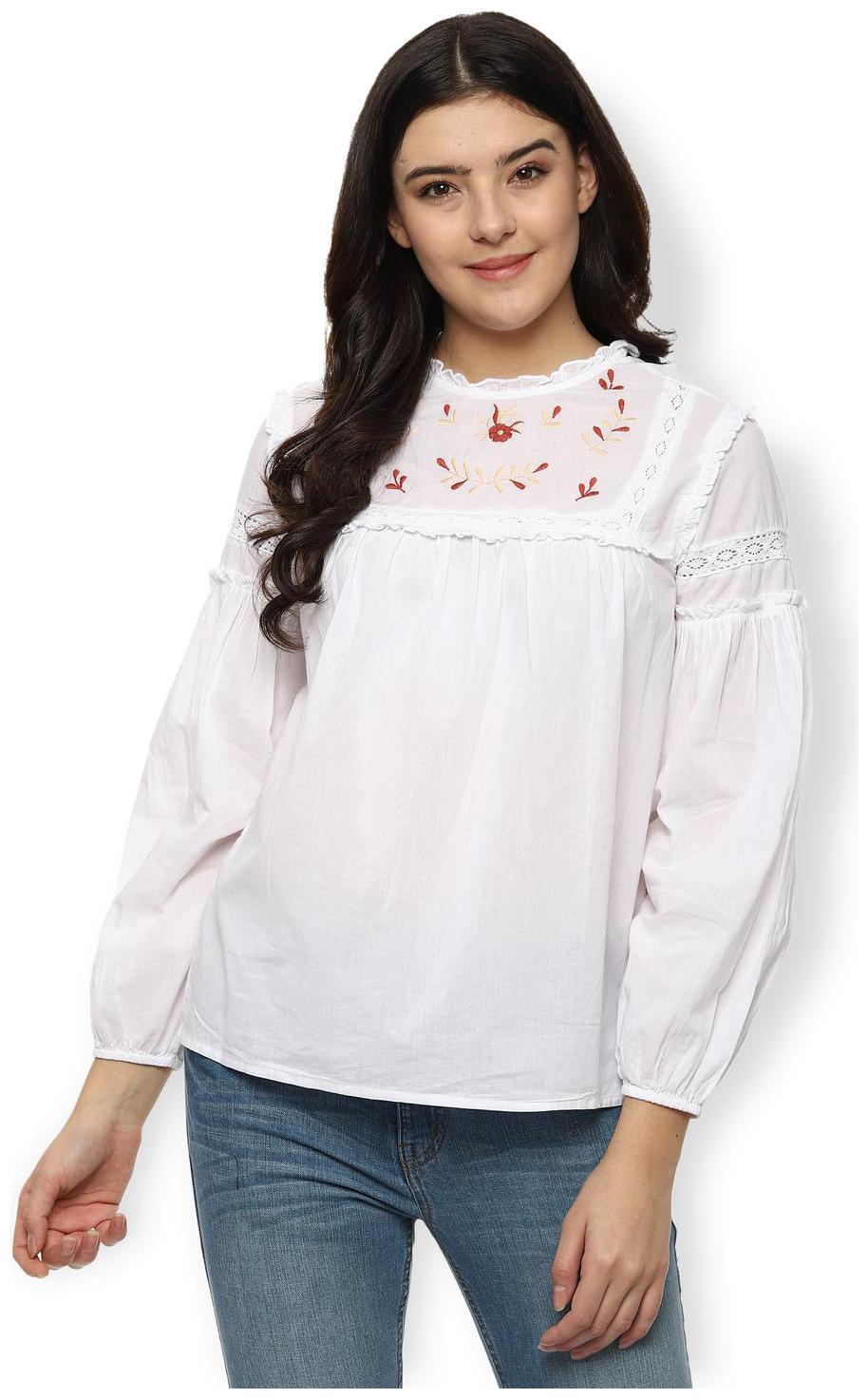

Van Heusen Women Embroidered Regular top - White