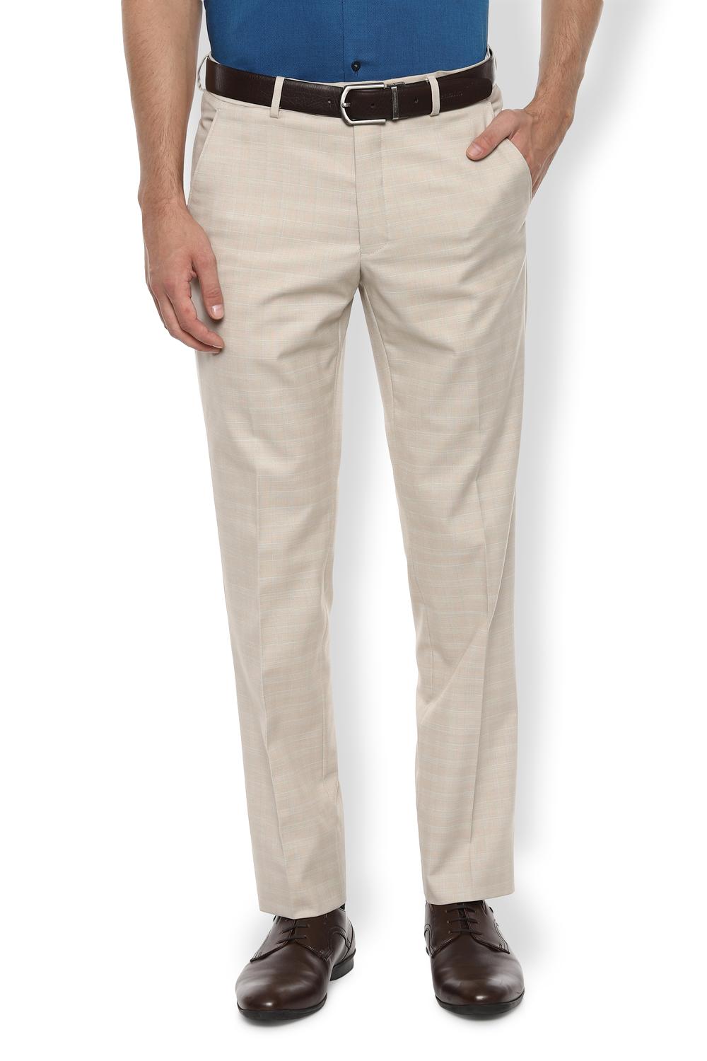

Van Heusen Men Checked Slim Fit Formal Trouser - Cream