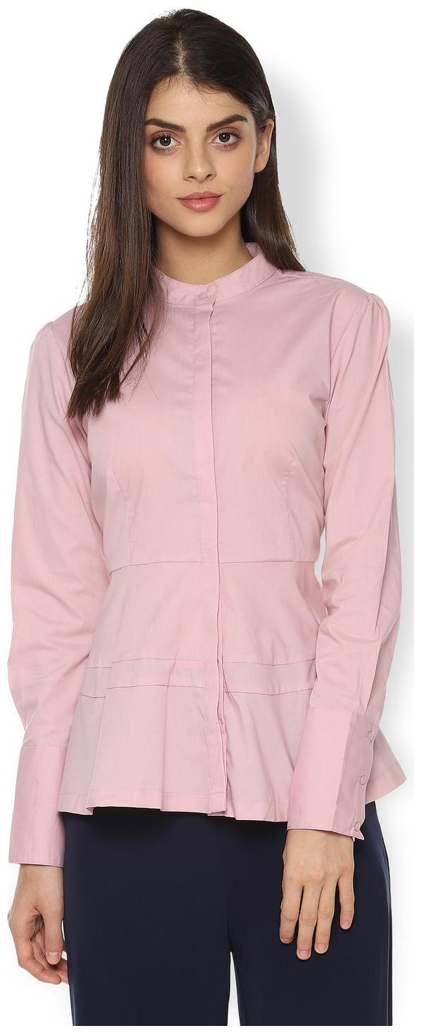 

Van Heusen Women Pink Solid Regular Fit Shirt