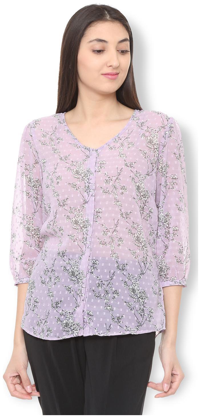 

Van Heusen Women Purple Solid Regular Fit Shirt