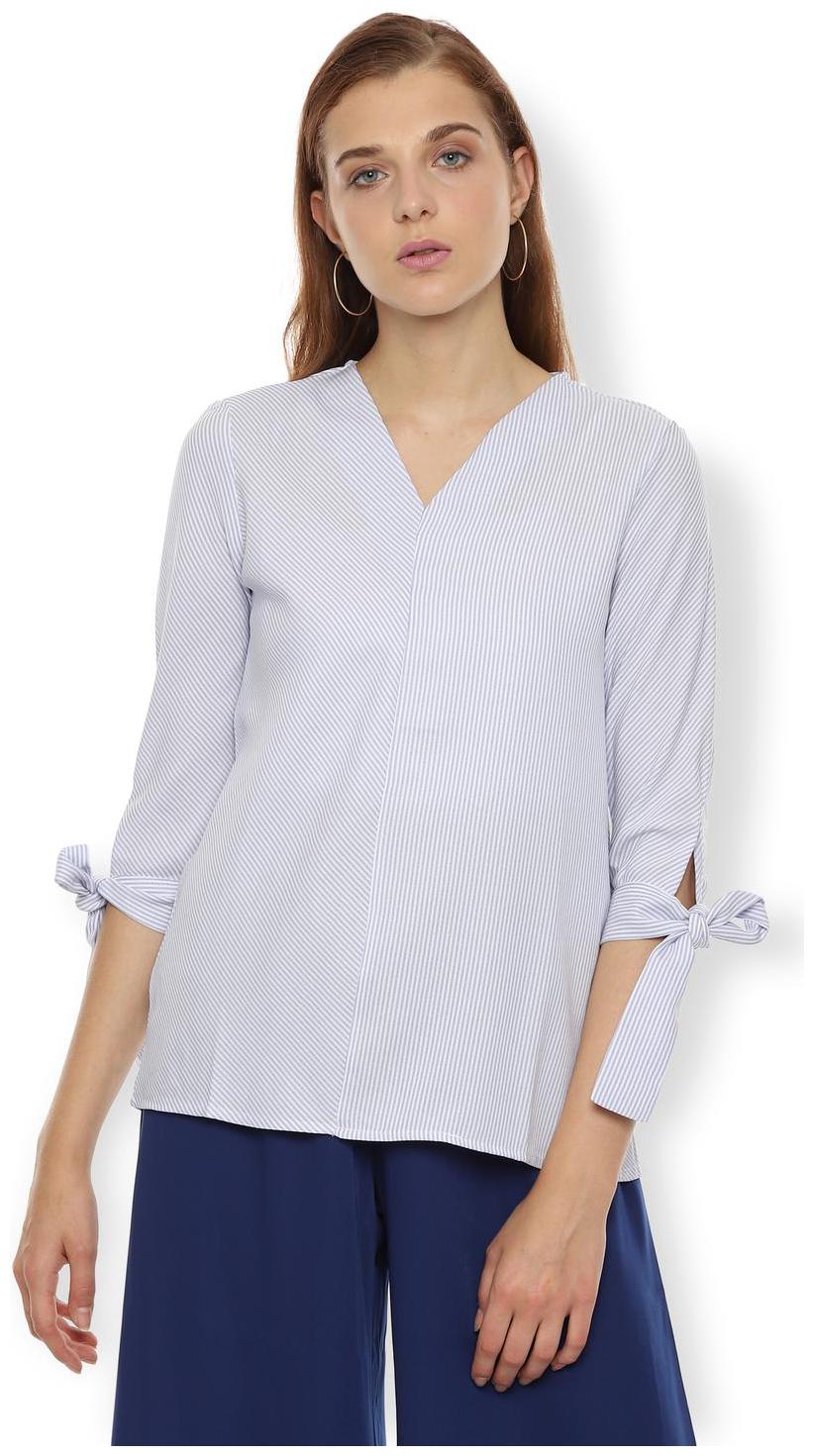 

Van Heusen Women Striped Regular top - Blue