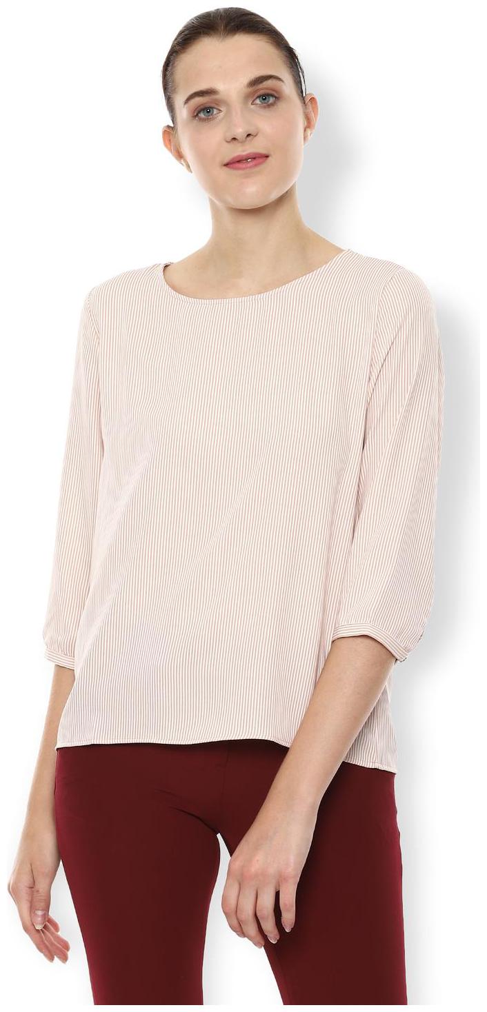

Van Heusen Women Striped Regular top - Beige